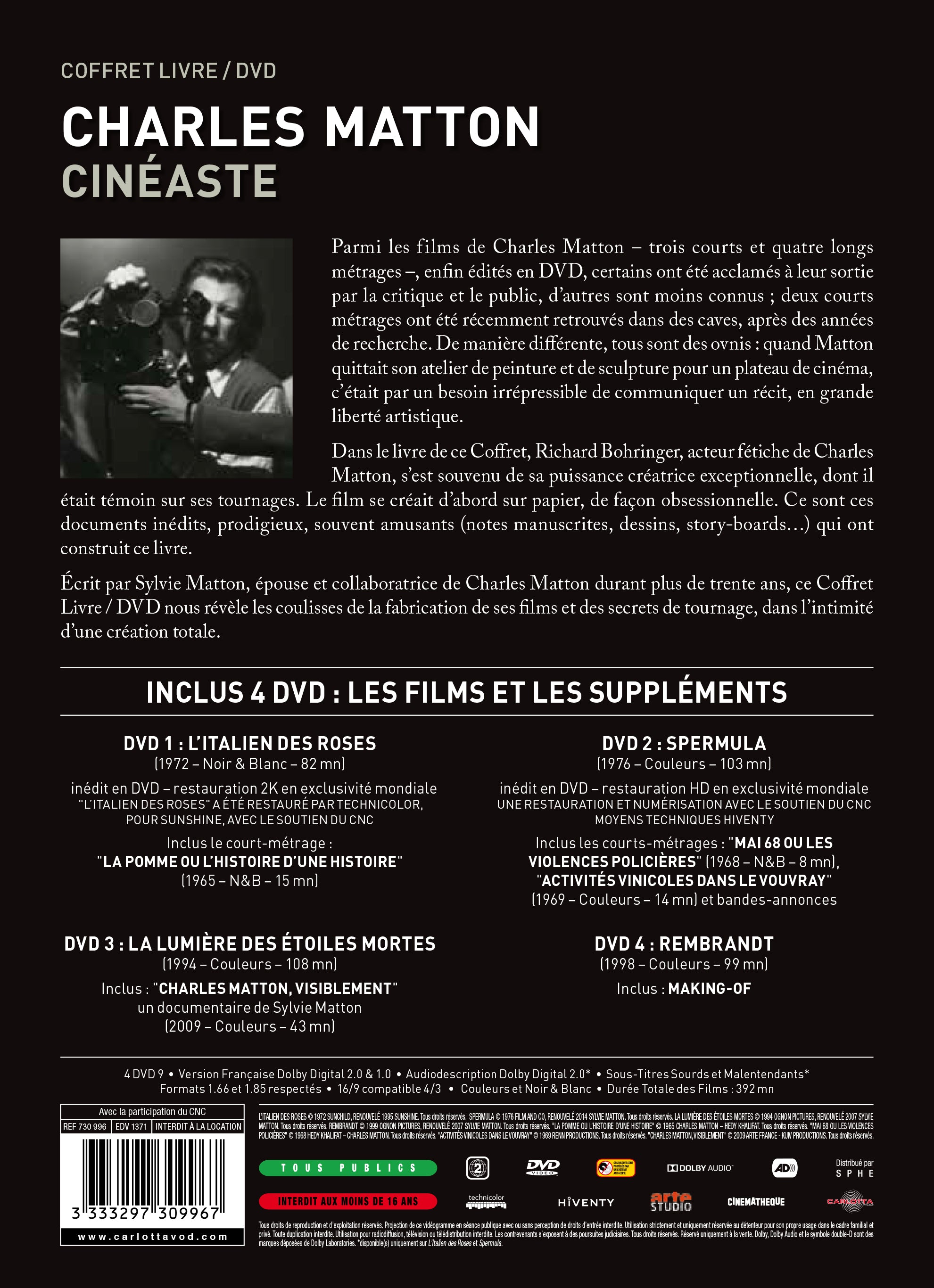 Charles Matton Cinéaste - Coffret Livre + 4 DVD - Carlotta Films - La Boutique